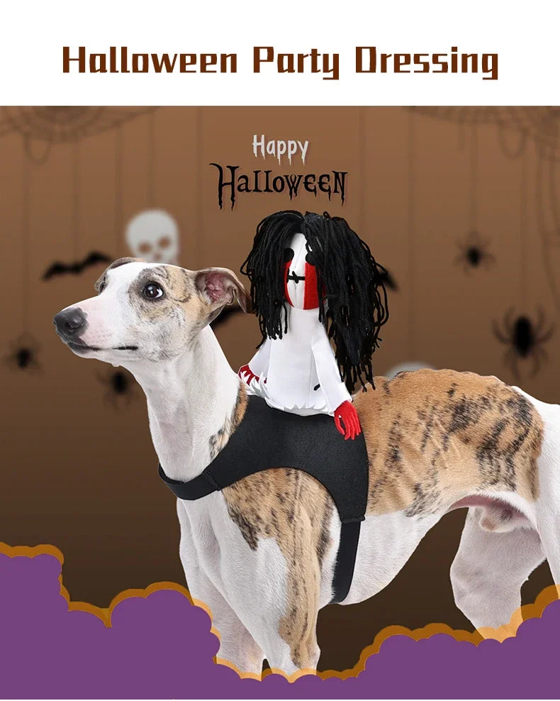 Funny Horse Rider Dog Costume – Halloween Pet Cosplay Outfit for Dogs & Cats