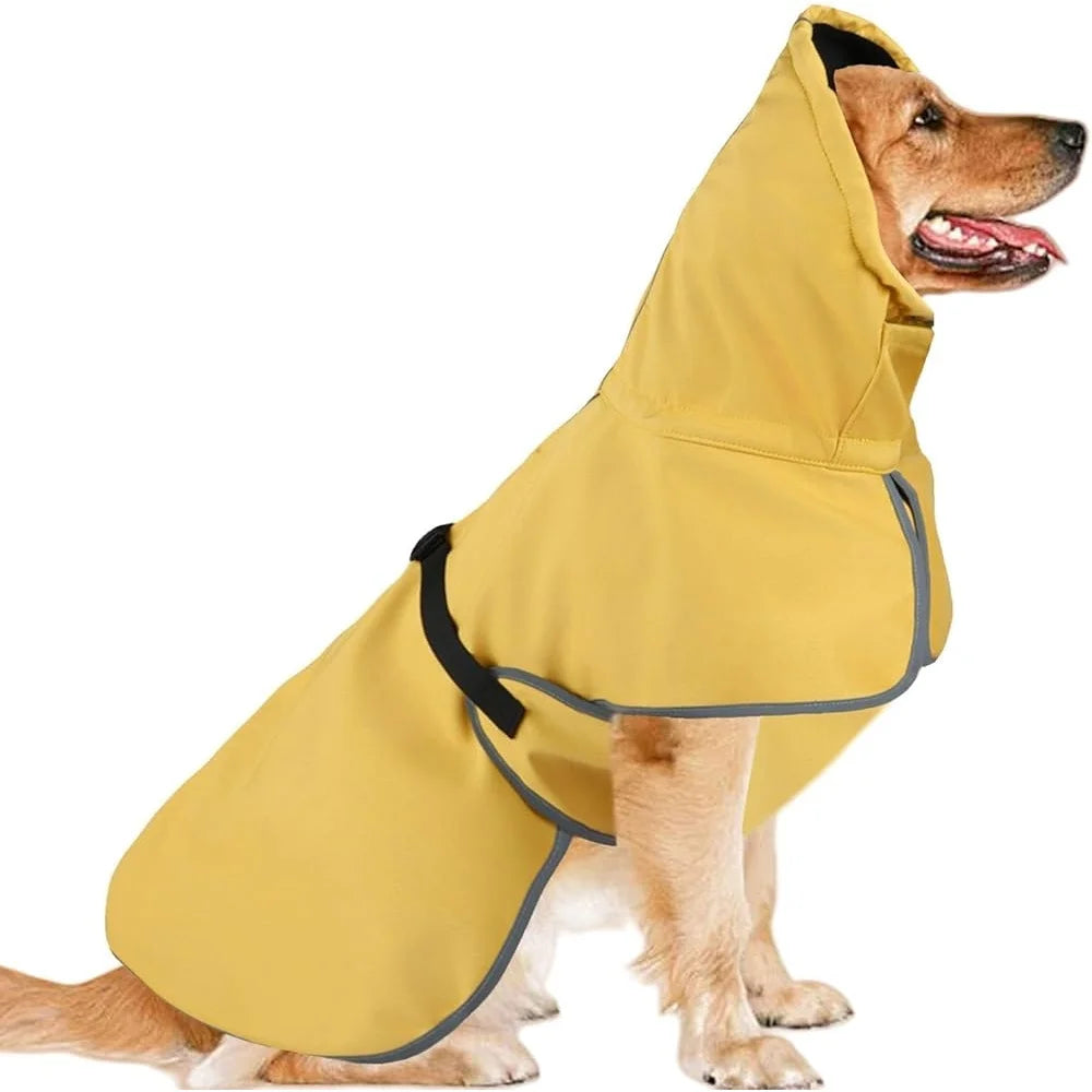 Waterproof Large Dog Raincoat – Lightweight Adjustable Poncho with Leash Hole & Reflective Stripes | Soft-Lined Weather-Resistant Jacket