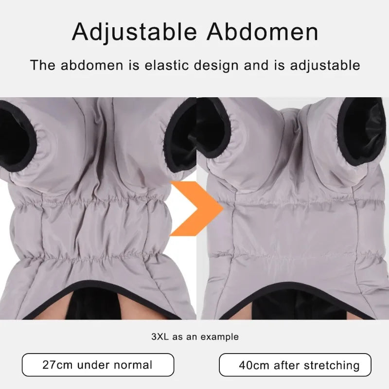 Winter Dog Down Jacket – Waterproof Reflective Coat with High Collar for Medium & Large Dogs