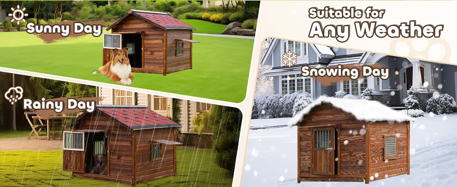 Large Outdoor Dog House – Weatherproof XXL Dog Kennel with Removable Floor & Roof, Insulated for Warmth
