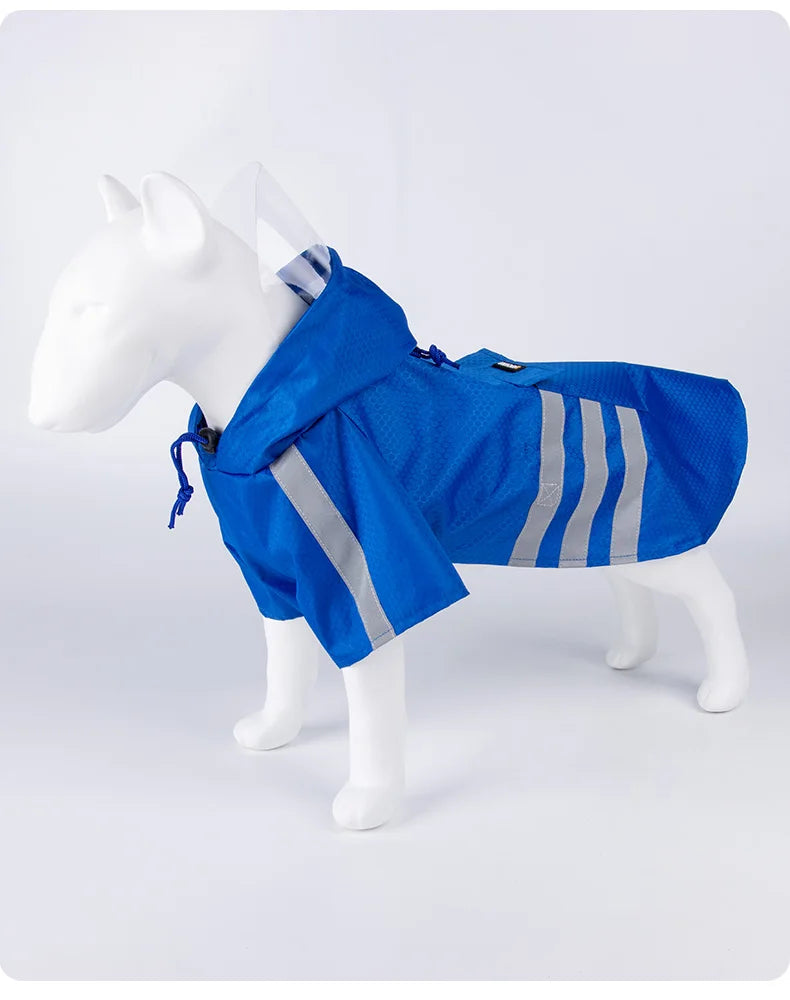 Large Dog Raincoat – Waterproof Reflective Hooded Yellow Jacket