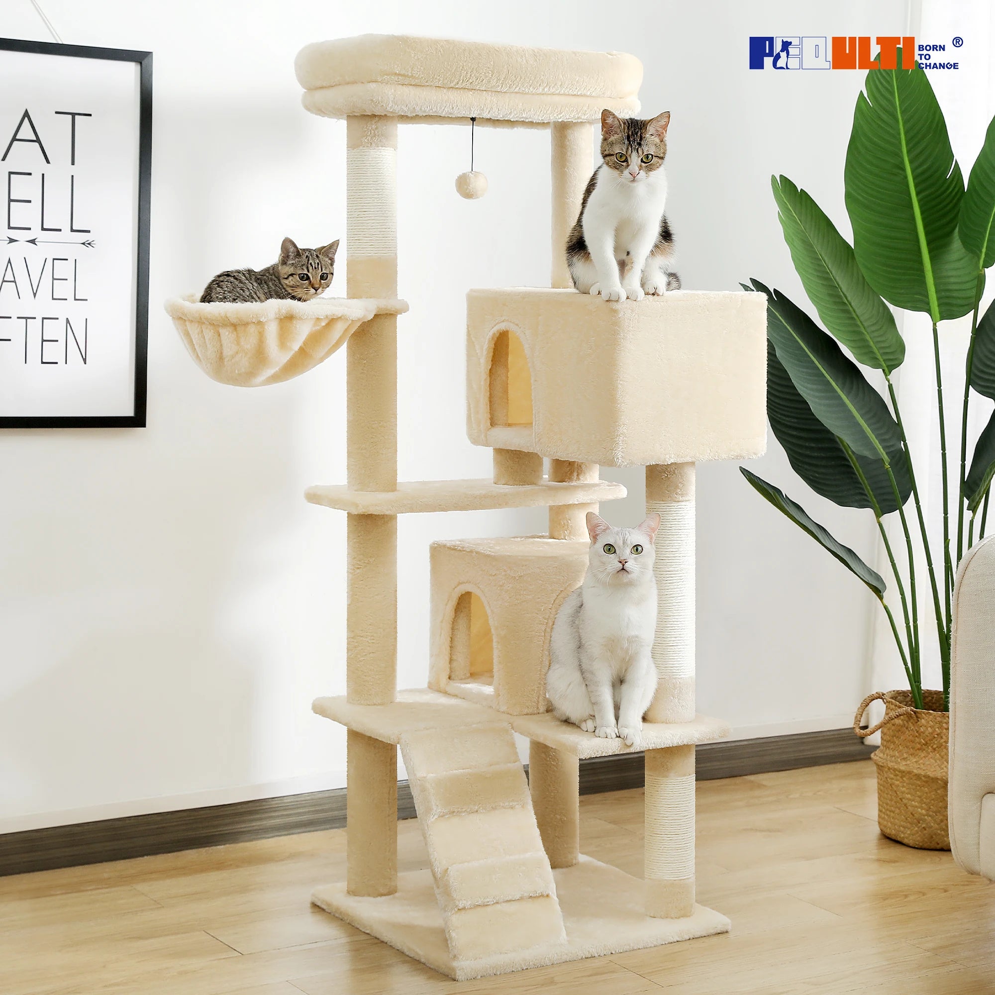 Luxury Cat Tree – Multi-Level Tower with Condos, Hammock & Scratching Posts
