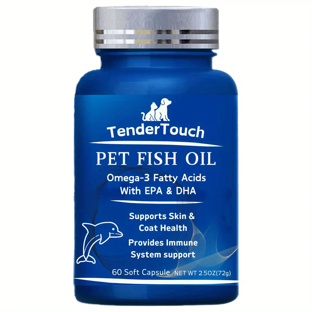 Omega-3 Fish Oil for Dogs & Cats – 60 Capsules for Shedding, Skin & Coat Health