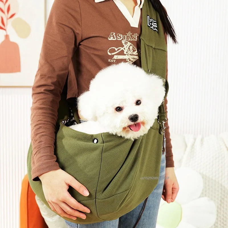 Comfortable Pet Crossbody Shoulder Bag – Portable Sling Carrier for Small Dogs & Cats | Outdoor Travel Pet Carrying Bag