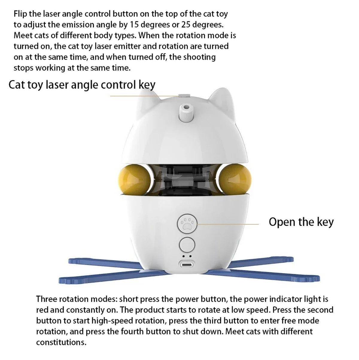Interactive Cat Laser Toy – Rechargeable with Feathers & Adjustable Angle