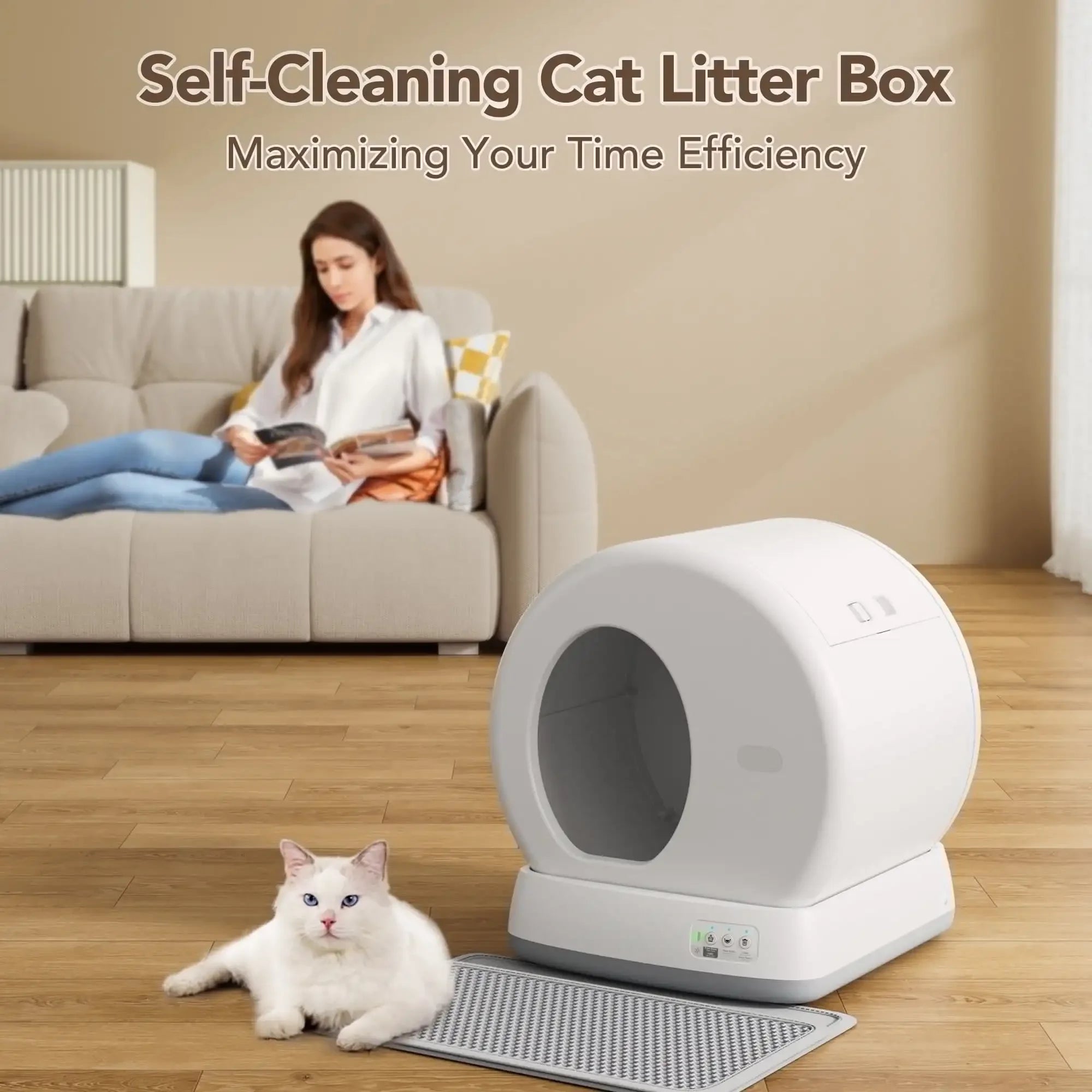 Modern Automatic Cat Litter Box – Self-Cleaning with App Control, Odor Isolation, Safety Sensors & Health Monitoring