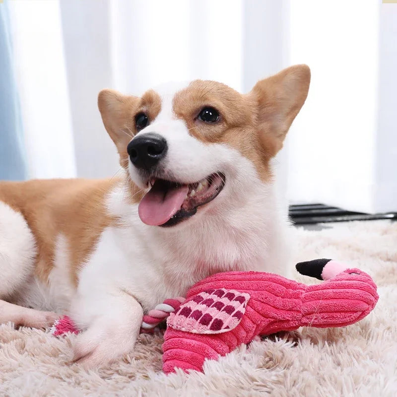 Plush Animal Squeaky Dog Toy – Bite-Resistant Corduroy Toy for Puppies & Large Dogs