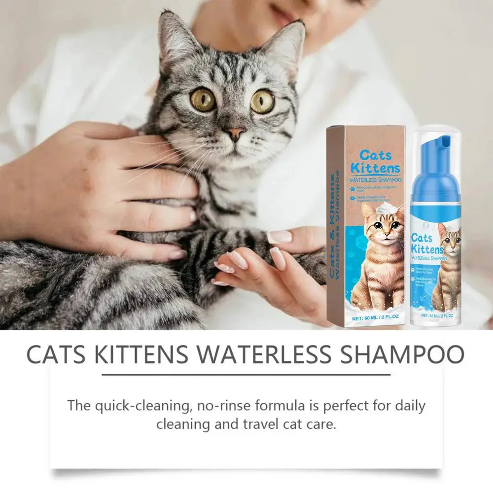 Waterless Cat Shampoo – Licking Safe Dry Foam Cleanser (60ml)