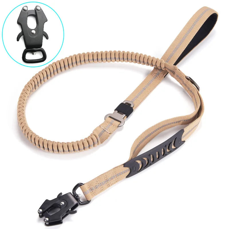 Reflective Tactical Bungee Dog Leash – Heavy-Duty No-Pull Leash for Medium & Large Dogs