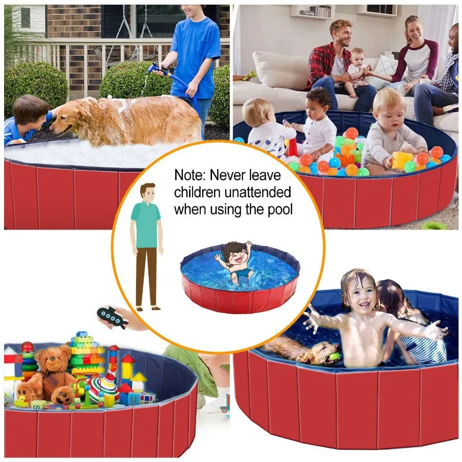 Foldable Pet Swimming Pool – Durable PVC Dog Bathing Tub & Kiddie Play Pool
