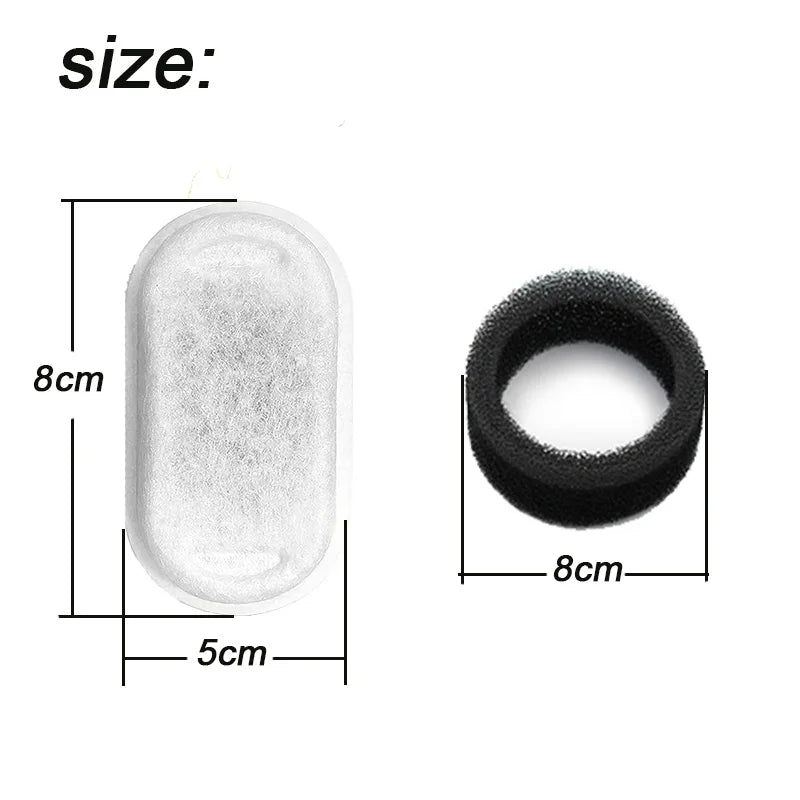 Replacement Filters for Stainless Steel Cat Water Fountain – Activated Carbon & Sponge Filter Elements