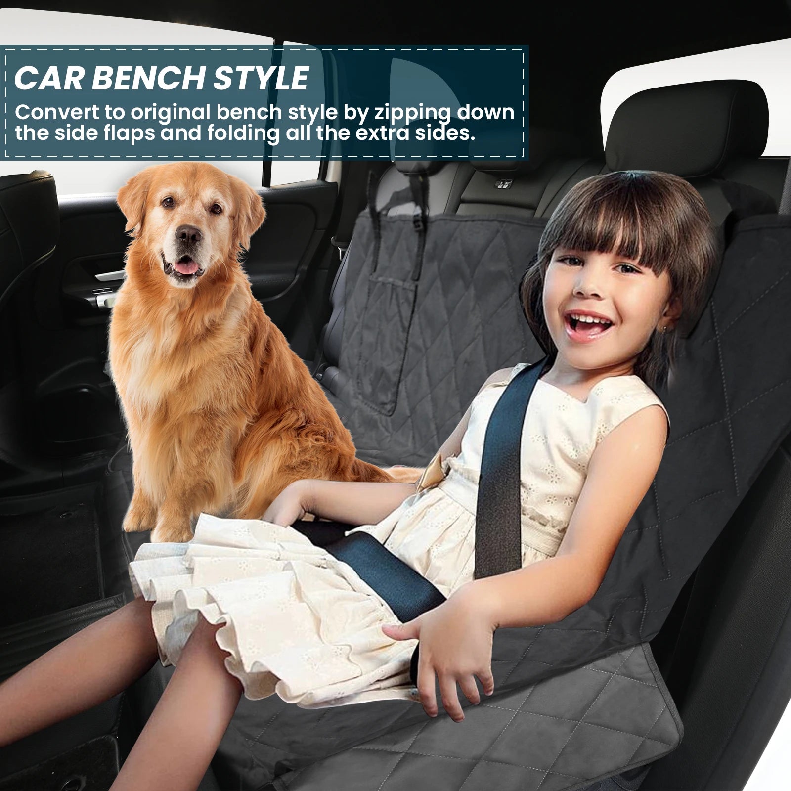 Waterproof Car Dog Rear Seat Cover – Hammock Style Pet Cargo Mat for Travel