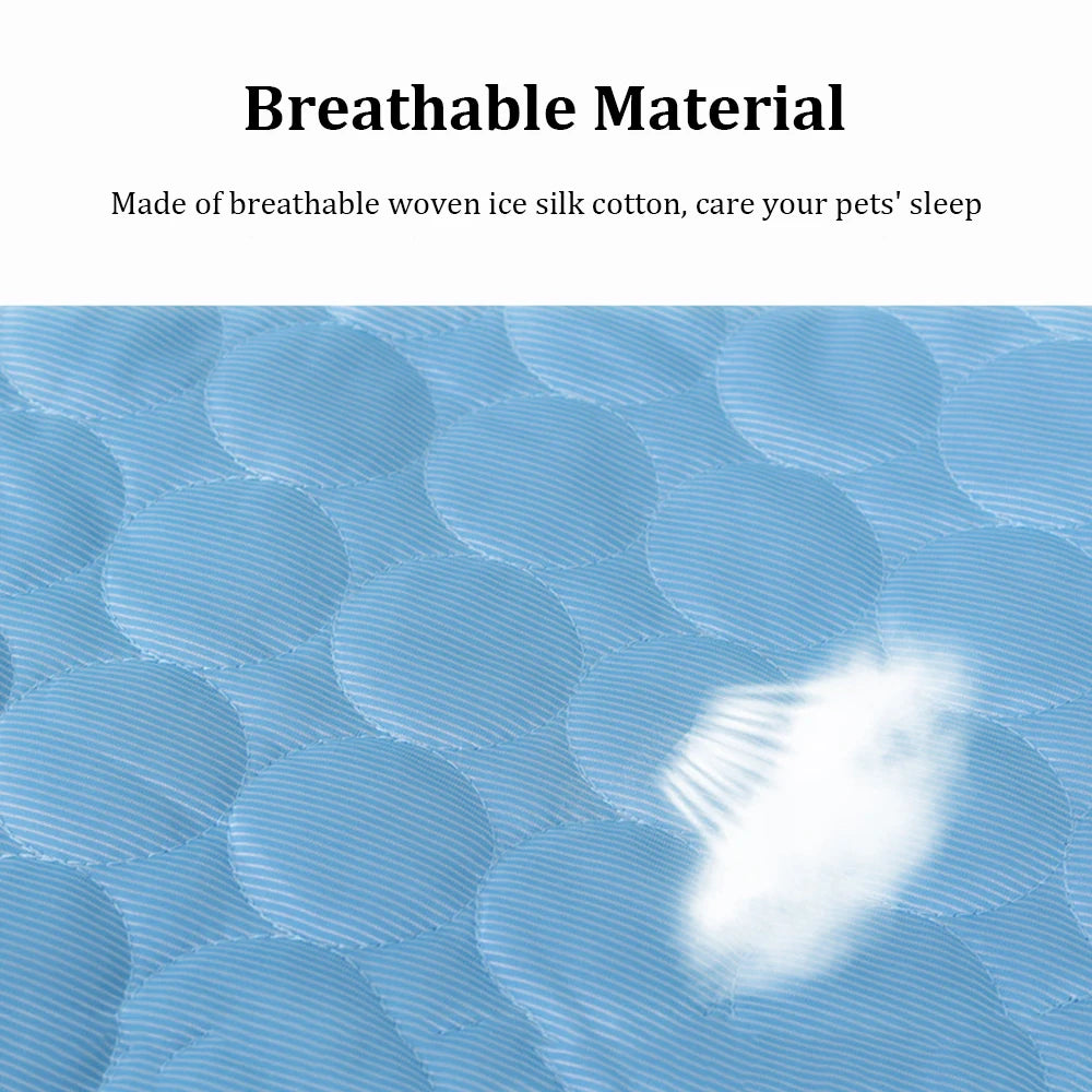 Cool Ice Silk Pet Cooling Mat – Moisture-Proof Summer Sleeping Pad for Dogs, Cats & Small Animals (5 Sizes Available)