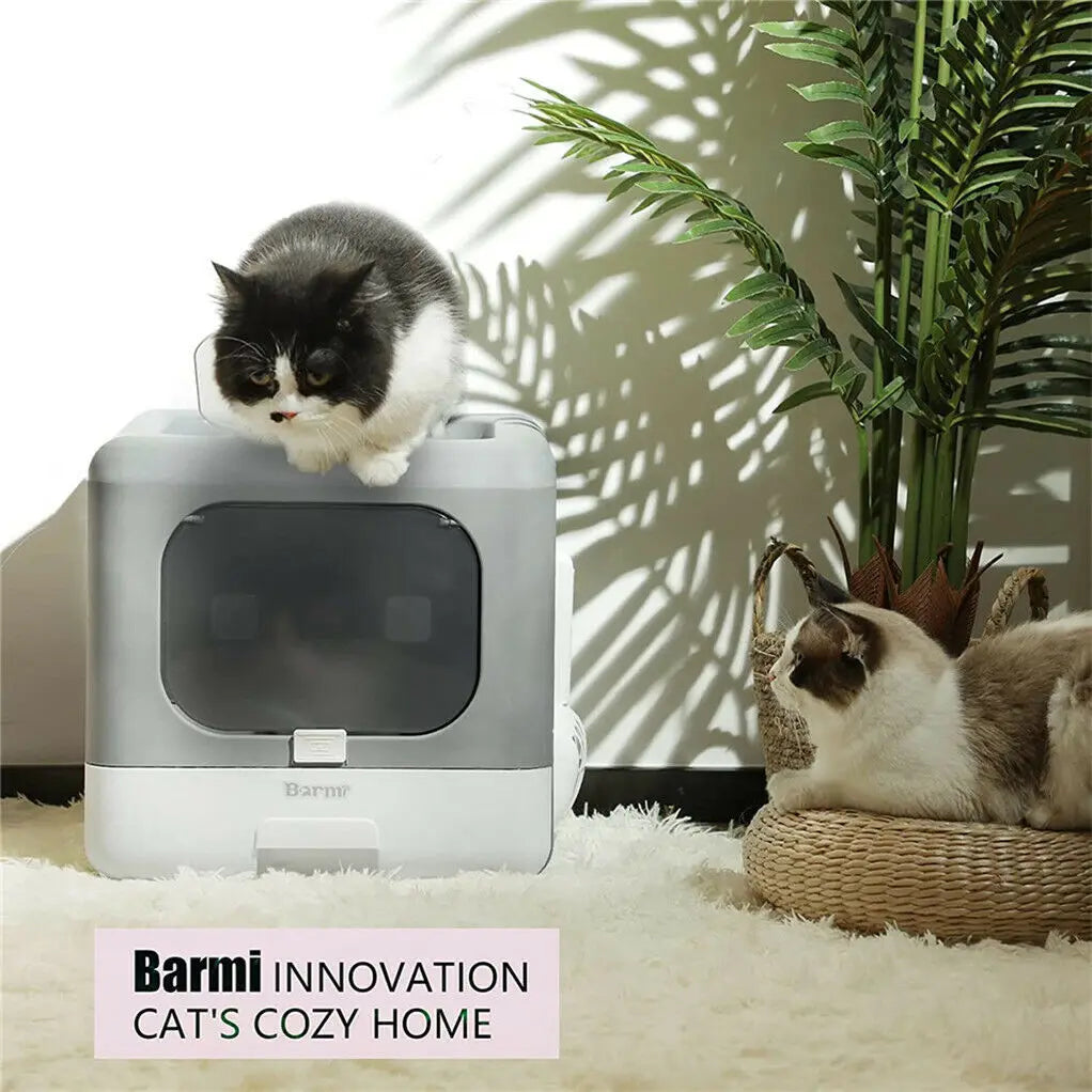 Enclosed Foldable Cat Litter Box with Scoop & Tray – Sifting, Detachable Design with Top & Front Entry for Easy Cleaning