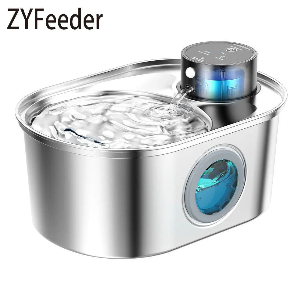 108oz/3.2L Stainless Steel Wireless Cat & Dog Water Fountain – Rechargeable Automatic Motion Sensor Pet Drinker