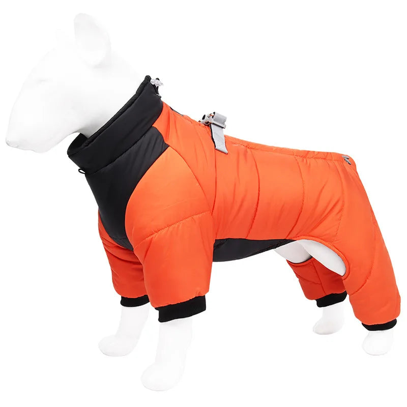 Four-Leg Dog Winter Coat – Waterproof Reflective Puffer for Small & Medium Dogs