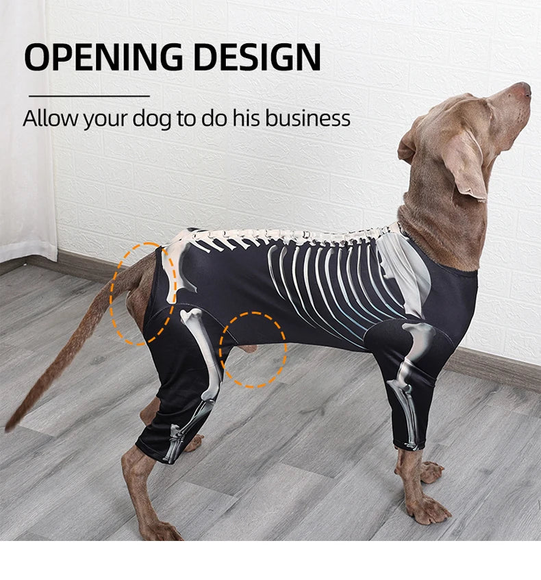 Dog Skeleton Hoodie – Halloween Bone Pattern Costume Sweater for Small to Large Dogs (S–XXXL)
