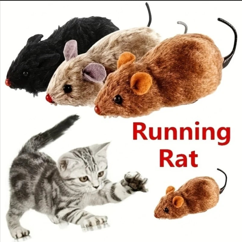 1Pc Lifelike Plush Running Mouse Toy – Interactive Moving Rat Toy for Cats, Dogs & Kids (Random Color)