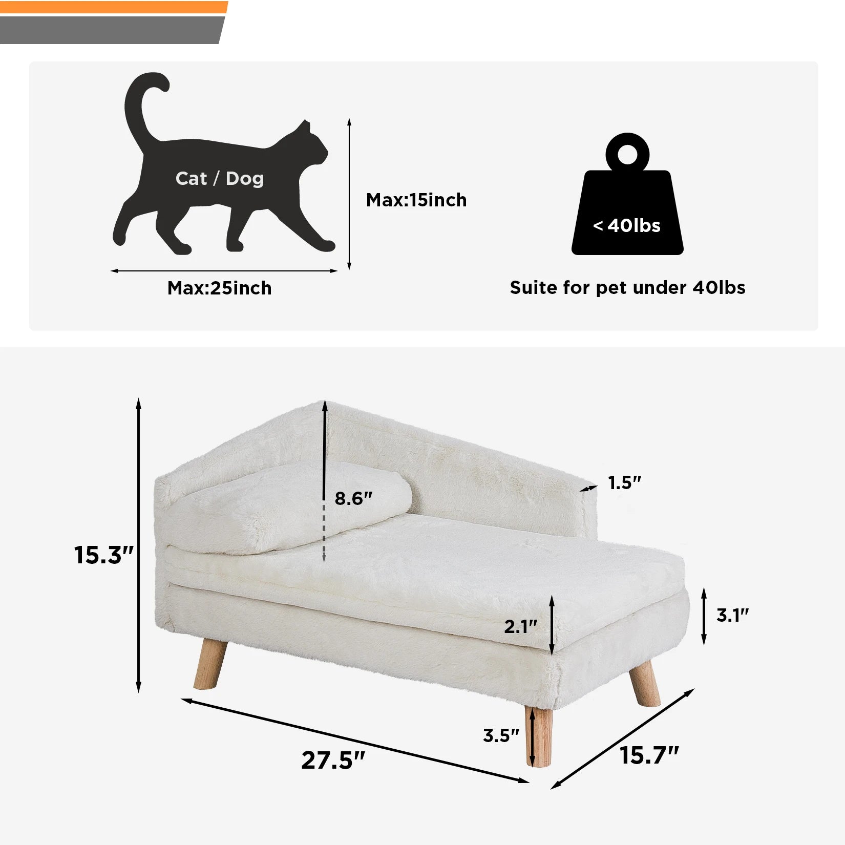 Nordic Elevated Pet Bed – Wooden Leg Pet Sofa with Waterproof Cozy Pad