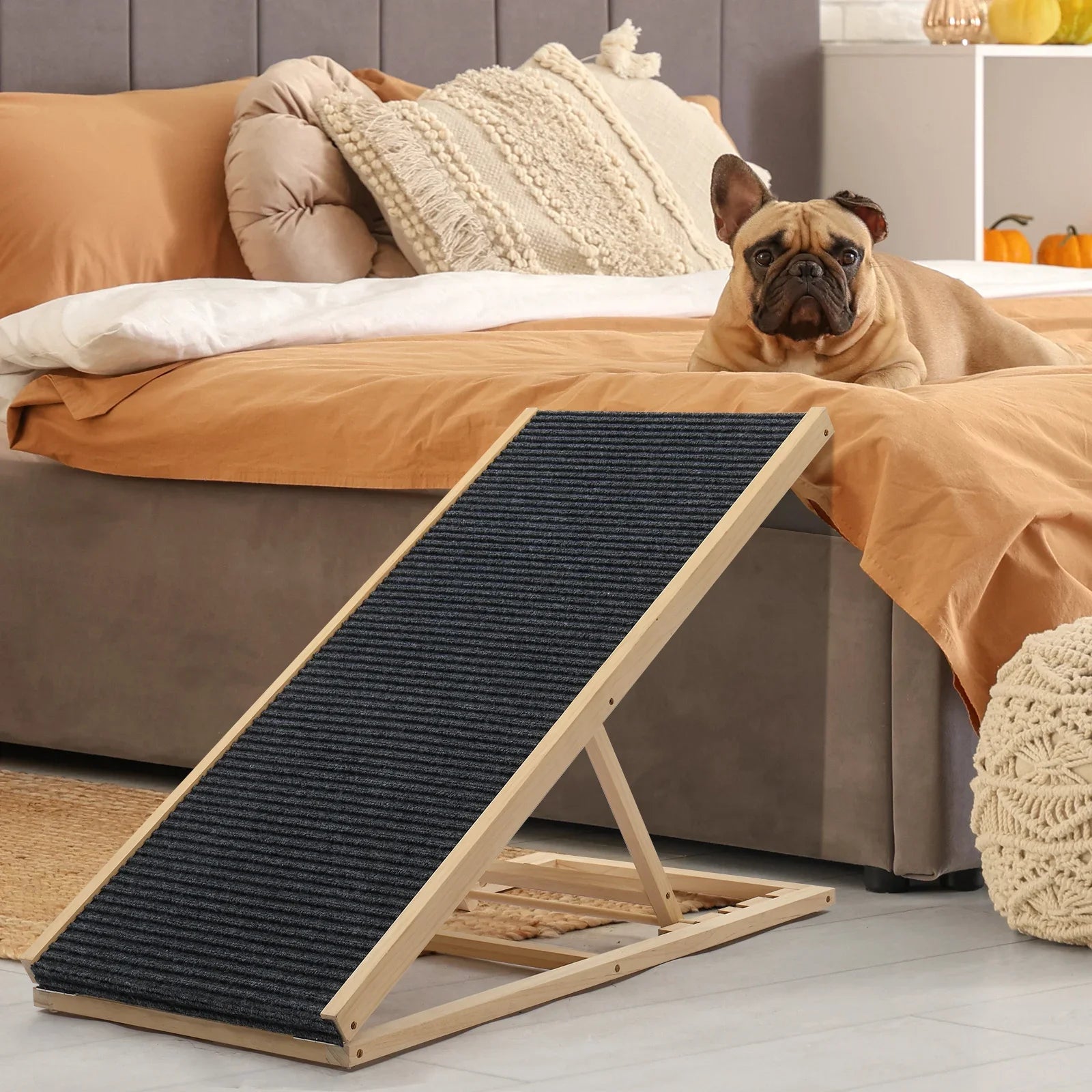 Adjustable Height Dog Ramp – Foldable Pet Ramp for Bed, Couch, Car & SUV