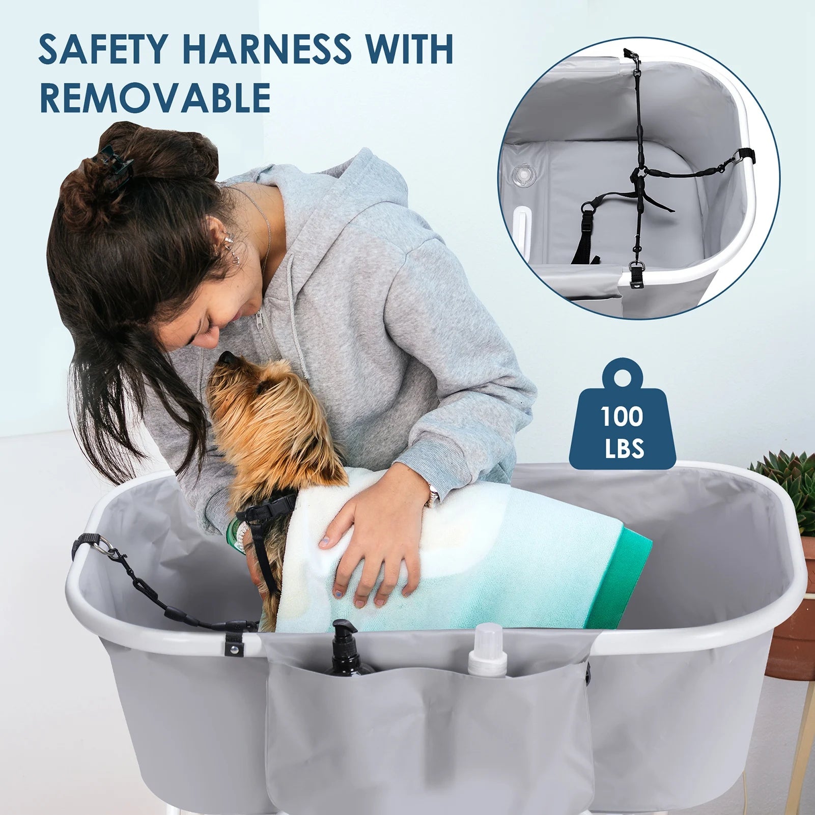 Portable Pet Bathtub – Foldable Elevated Dog Bath Tub for Small & Medium Dogs, Pet Washing Pool for Bathing, Shower & Grooming