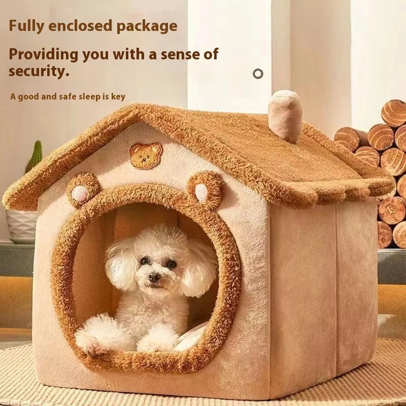 All-Season Dog House Bed – Removable & Washable Pet Bed for Small Dogs and Cats