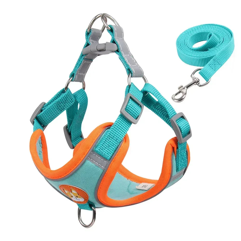 No Pull Harness & Leash Set – Adjustable Reflective Pet Vest for Small Dogs & Cats