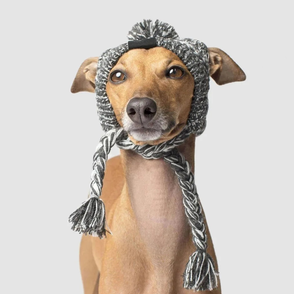 Winter Knitted Pet Hat – Warm Woolen Cap with Fur Ball for Cats & Dogs