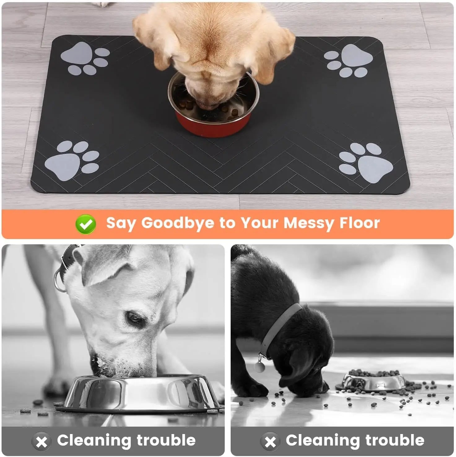 Pet Feeding Mat – Absorbent Placemat with Waterproof Rubber Backing for Dogs & Cats