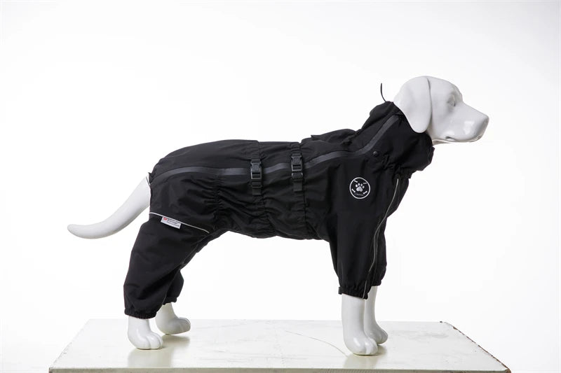 Waterproof Reflective Dog Raincoat – Red All-Weather Jacket for Large Dogs