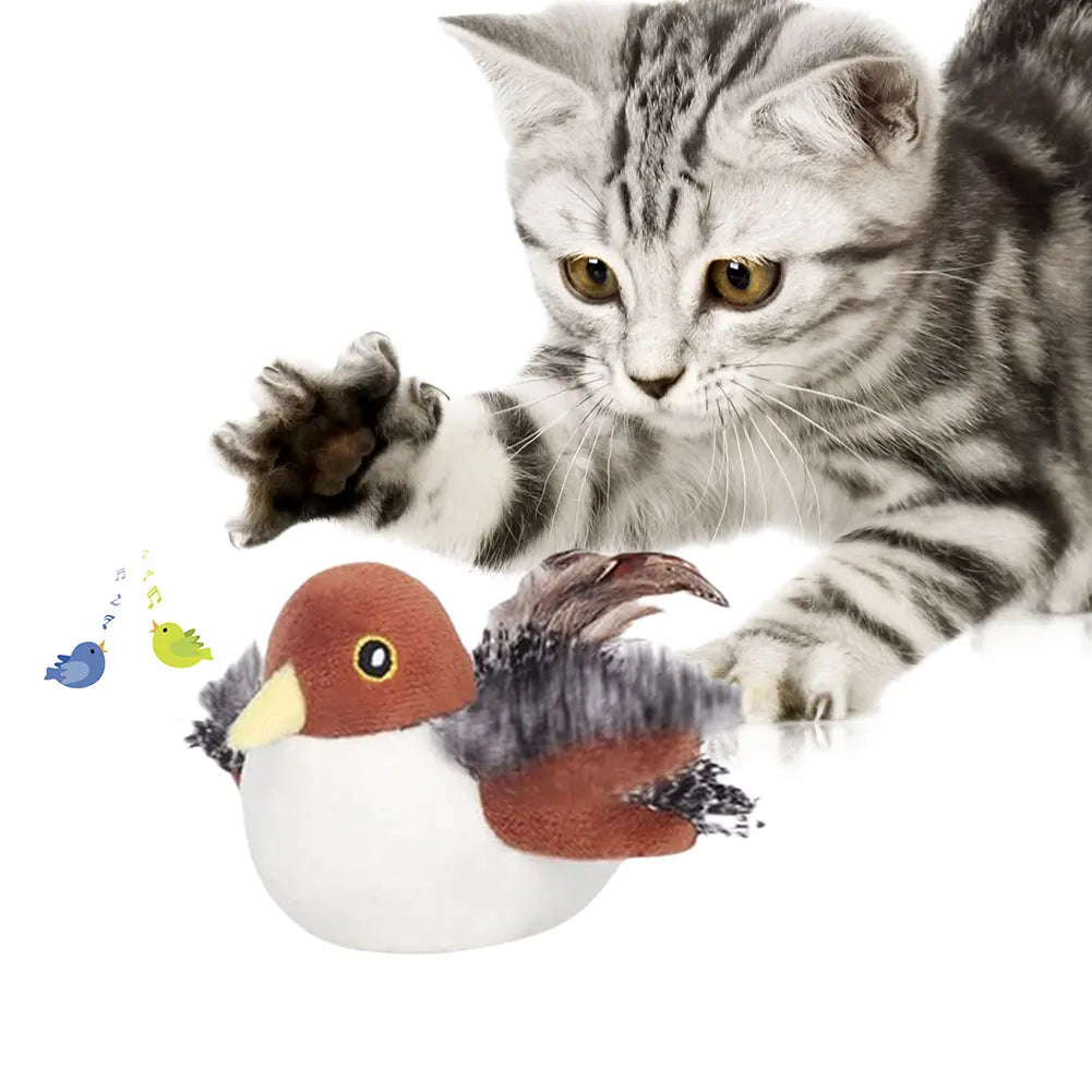 Flying Bird Cat Toy – Rechargeable Flapping Wings & Chirping Sparrow, Interactive Indoor Toy for Cats & Kittens