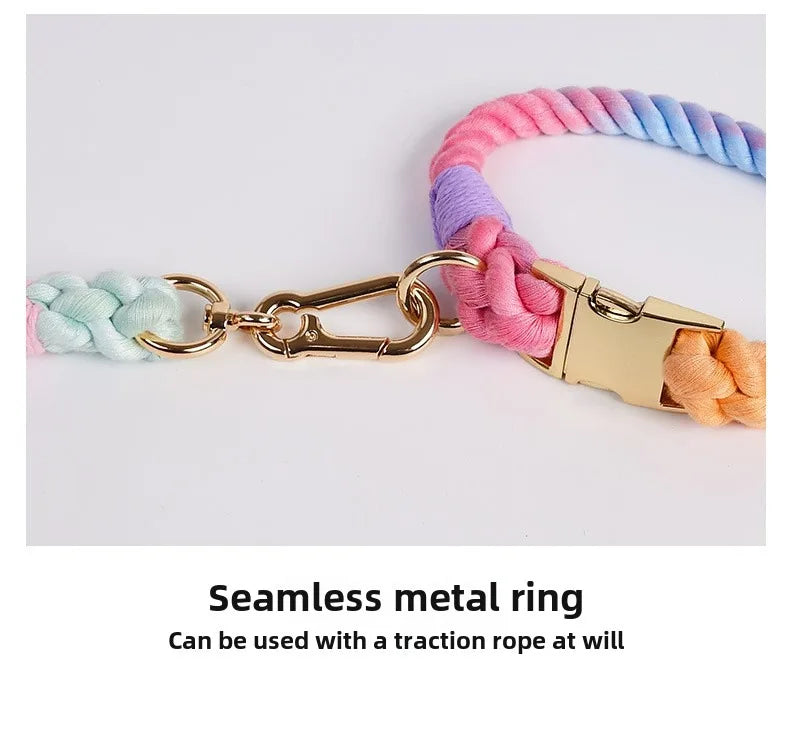 Hand-Woven Cotton Rope Dog Collar & Leash Set – Medium & Large Dogs