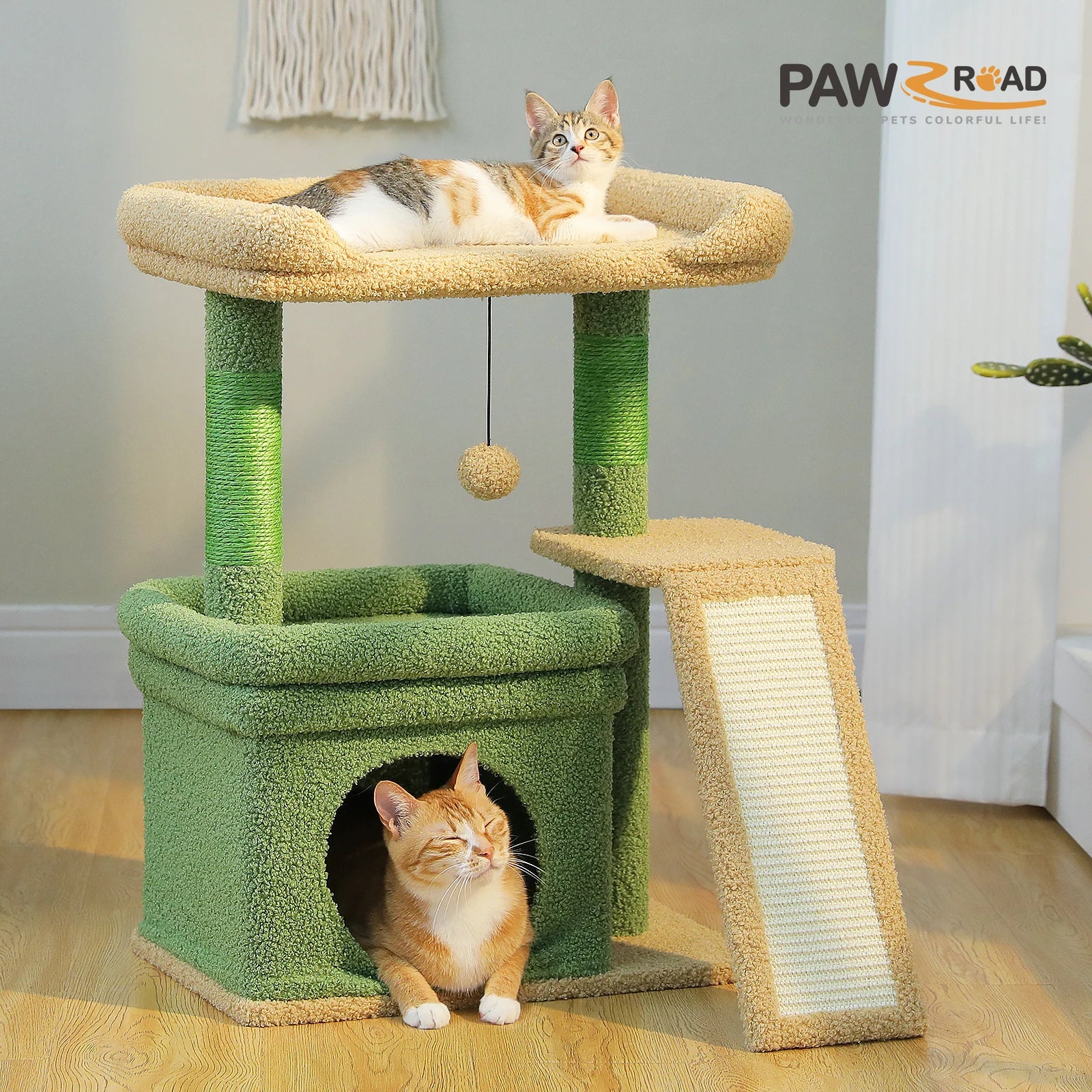 Small Cat Tree – Indoor Cat Tower with Condo, Sisal Scratcher & Toys
