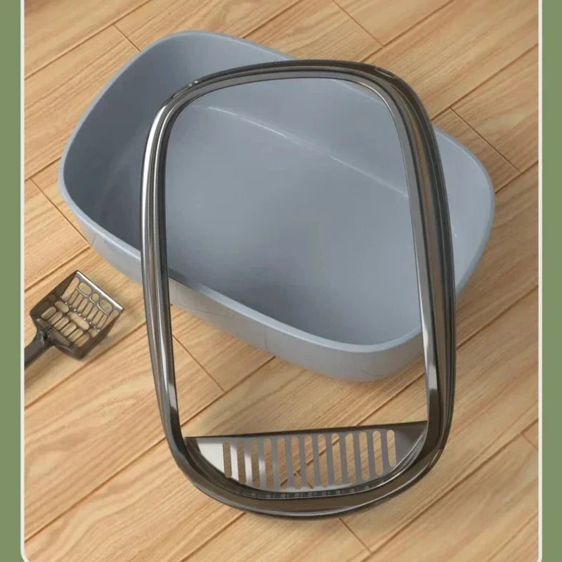 Semi-Closed Cat Litter Box – Large Capacity, Non-Stick Removable Tray with Splashproof Design for Kittens & Adult Cats