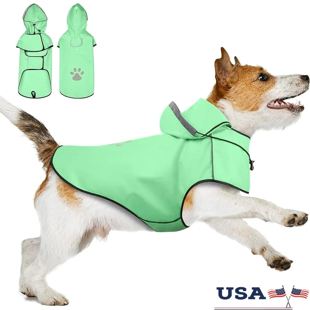 Waterproof Dog Raincoat for Medium Dogs – Reflective, All-Season Lightweight Jacket with Adjustable Fit and Leash Access