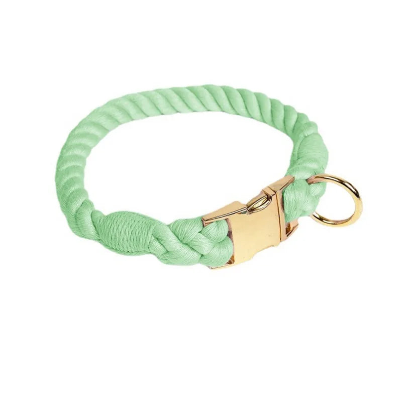 Hand-Woven Cotton Rope Dog Collar & Leash Set – Medium & Large Dogs