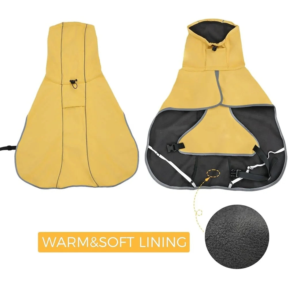 Waterproof Large Dog Raincoat – Lightweight Adjustable Poncho with Leash Hole & Reflective Stripes | Soft-Lined Weather-Resistant Jacket