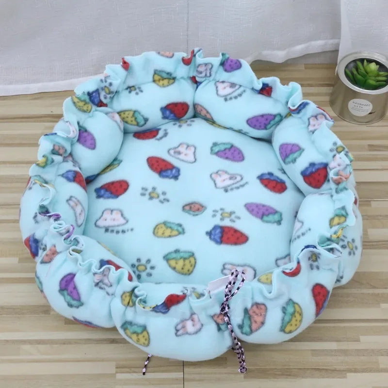 Drawstring Adjustable Pet Nest Bed – Dual-Use Soft Cushion for Cats & Puppies