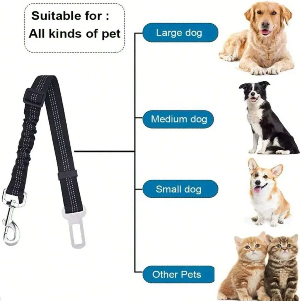 Advanced Dog Car Seat Belt – Adjustable Nylon Safety Buckle & Leash for All Dog Sizes