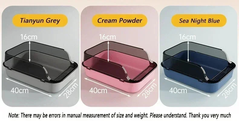 Semi-Enclosed Cat Litter Box with High Sides – Splashproof Kitty Sandbox with Litter Scoop