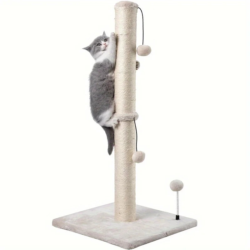 34-Inch High Cat Scratching Post – Premium Indoor Sisal Scratcher with Hanging Ball