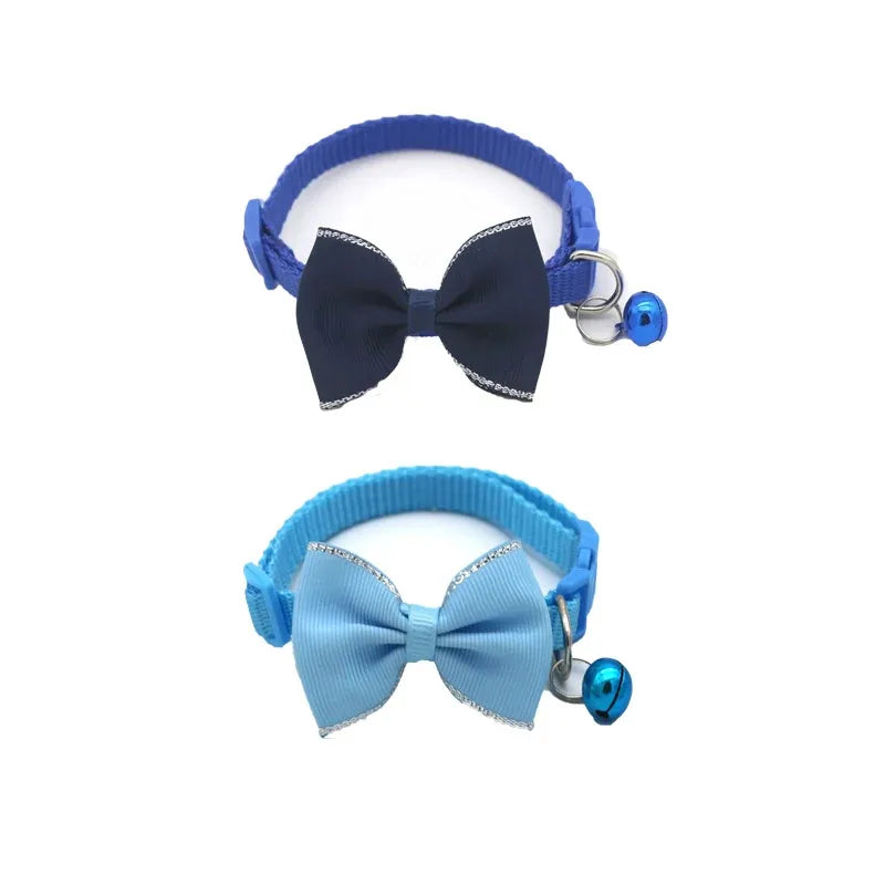 Cute Cat Collar with Bow & Bell – Adjustable Pet Collar Set (1–8 PCS, Multicolor)
