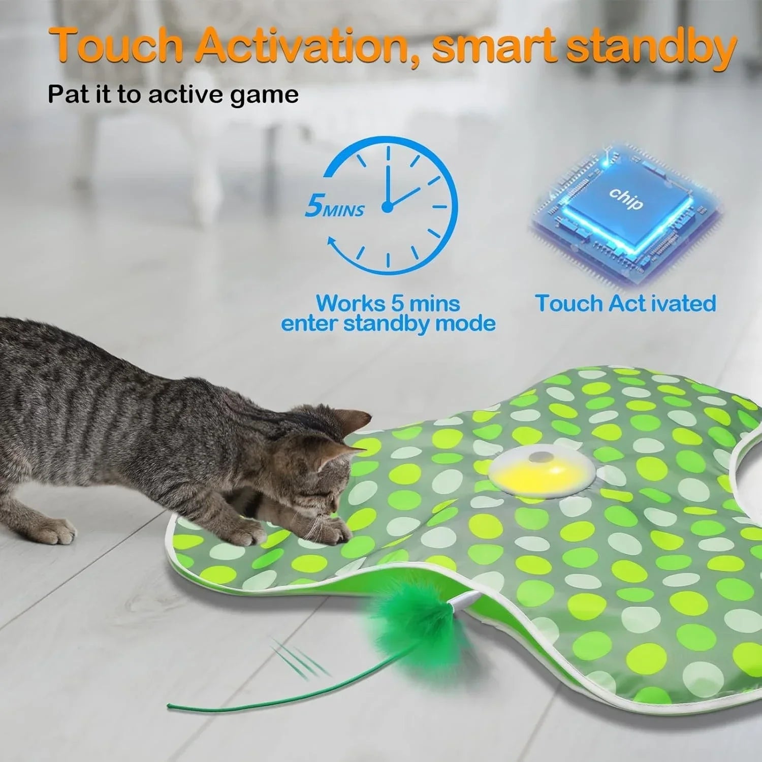 Smart Interactive Hide-and-Seek Cat Toy – Motion-Activated Squeaky Mouse & Feather Teaser for Indoor Cats