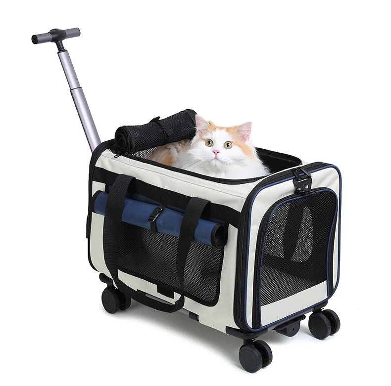 Extra Large Pet Trolley Bag – Foldable Travel Carrier for Cats & Dogs