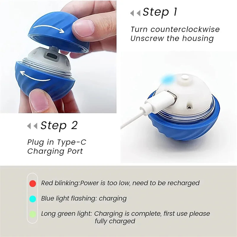Smart Electronic Dog Toy Ball – USB Rechargeable Interactive Moving Ball for Pets