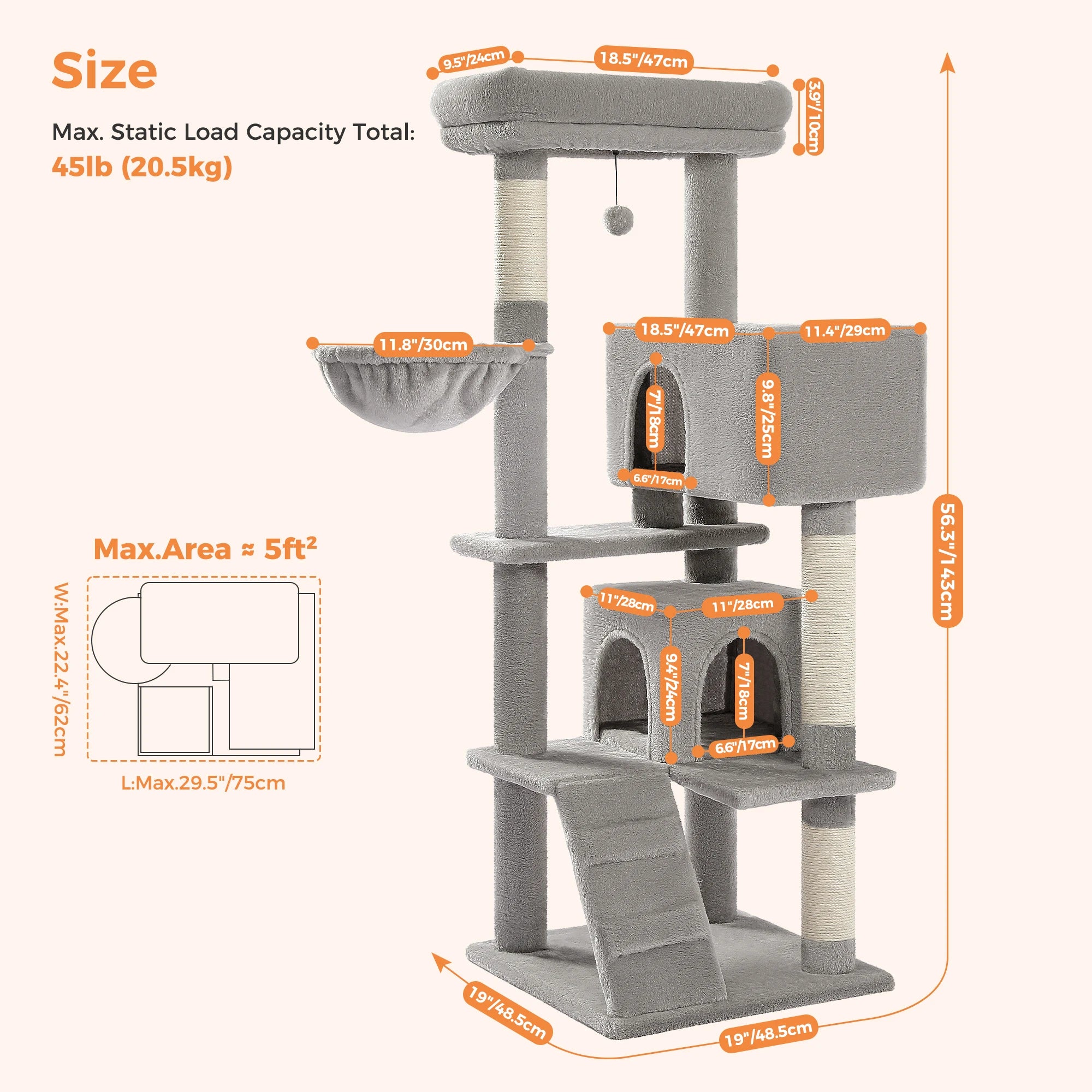 Luxury Cat Tree – Multi-Level Tower with Condos, Hammock & Scratching Posts