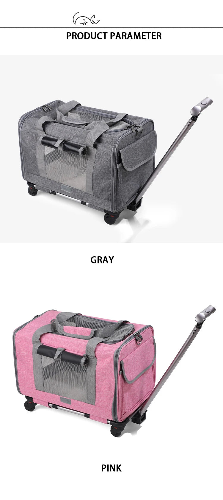 Rolling Pet Carrier – Airline Approved Travel Bag with Wheels for Dogs & Cats