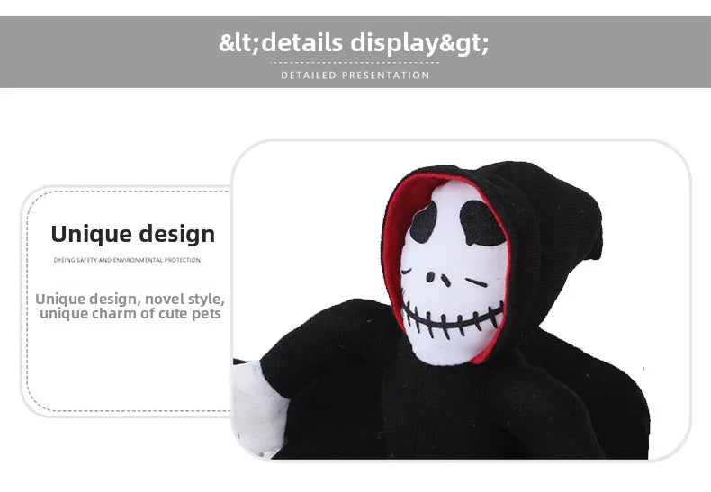 Halloween Death Rider Dog Costume – Adjustable Skeleton Rider Outfit for Cats & Dogs