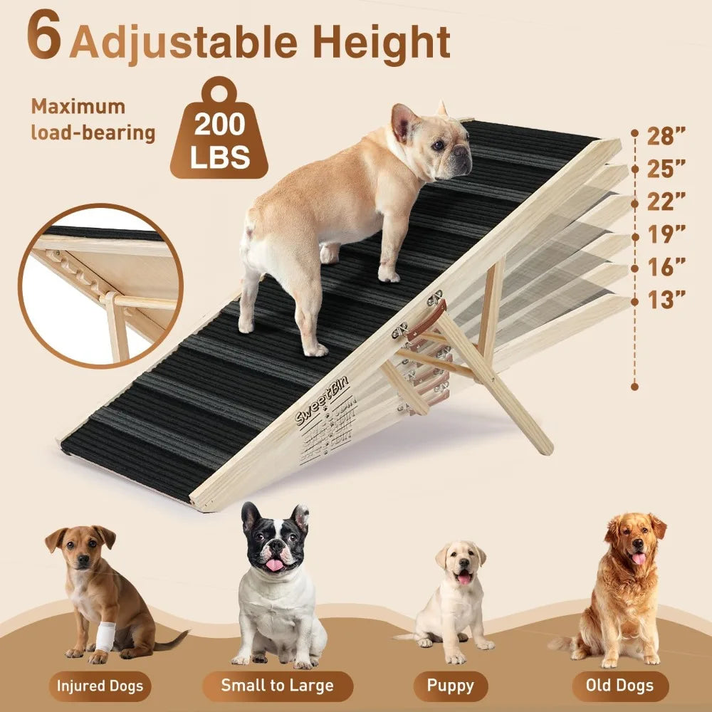 51" Foldable Dog Ramp – Portable High-Traction Pet Ramp for Cars, Beds & Couches