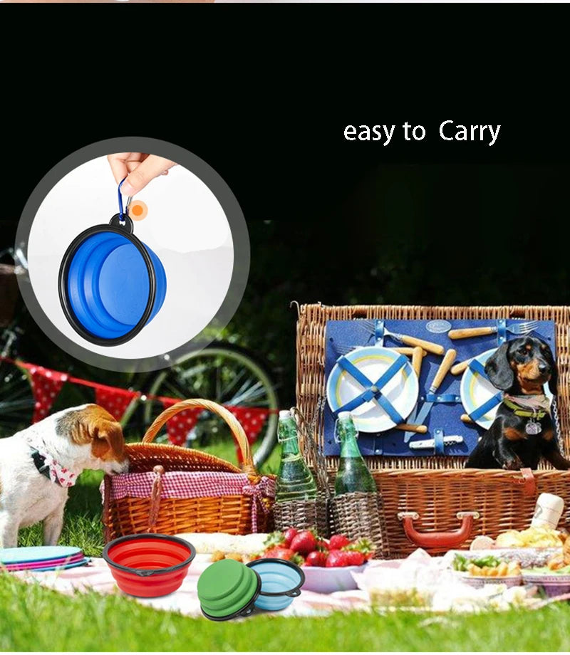 Collapsible Silicone Dog Bowl – 350ml/1000ml Travel Feeder Dish for Food & Water